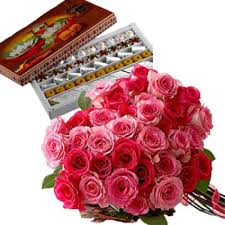 1 kg mithai with 20 roses bunch