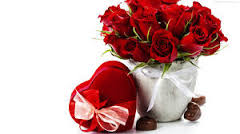 12 red roses in a vase with heart cushion