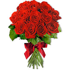 24 red roses hand tied bouquet